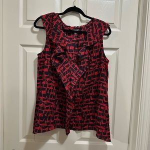 NY Collection sleeveless blouse red and black print size XL